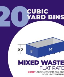 Mixed Flat Rate Waste Disposal & Bin Rental 20 yard